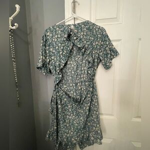 Floral mini dress with open back